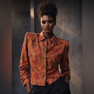 Linda Allard for Tracy Ellen vintage silk top, crop blazer, size 8